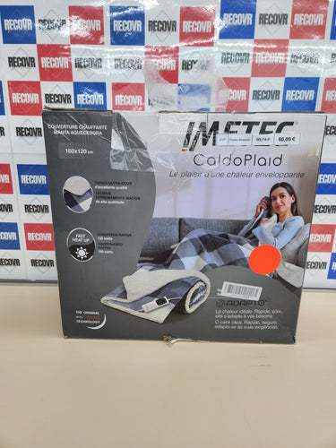 Imetec CaldoPlaid Tartan Grey, Manta Eléctrica Suave 160 x 120 cm, Bajo Consumo, Tecnología Adaptada, Dispositivo de Seguridad, Calefacción Rápida, 6 Temperaturas, Lavable